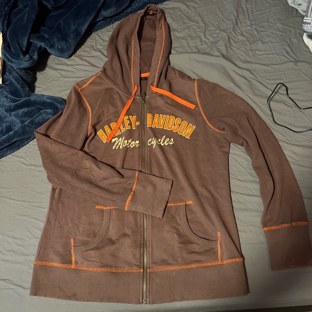 Vintage harley davidson brown and orange jacket